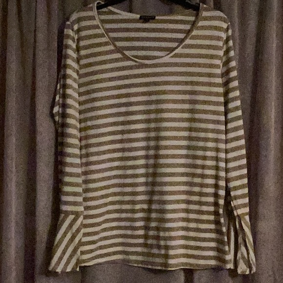 Hannah Tops - Gold & Cream Striped Shirt